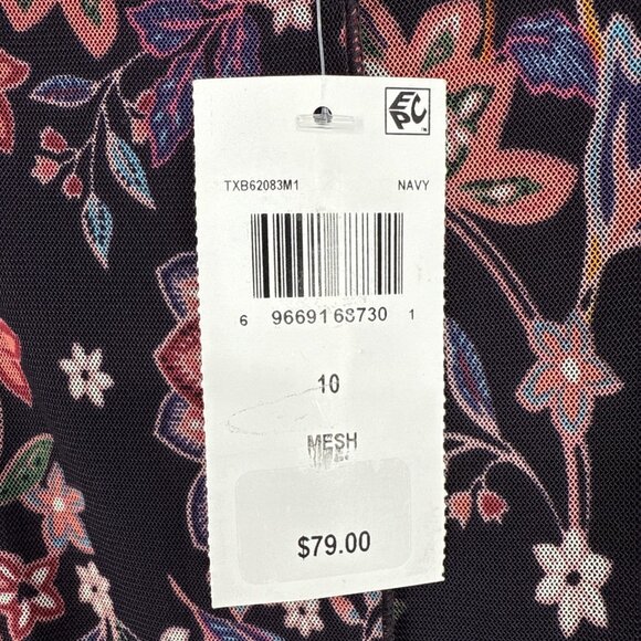 New Connected Womens Size 10 Floral Sleeveless Chiffon Midi Dress Work Career - Picture 12 of 13